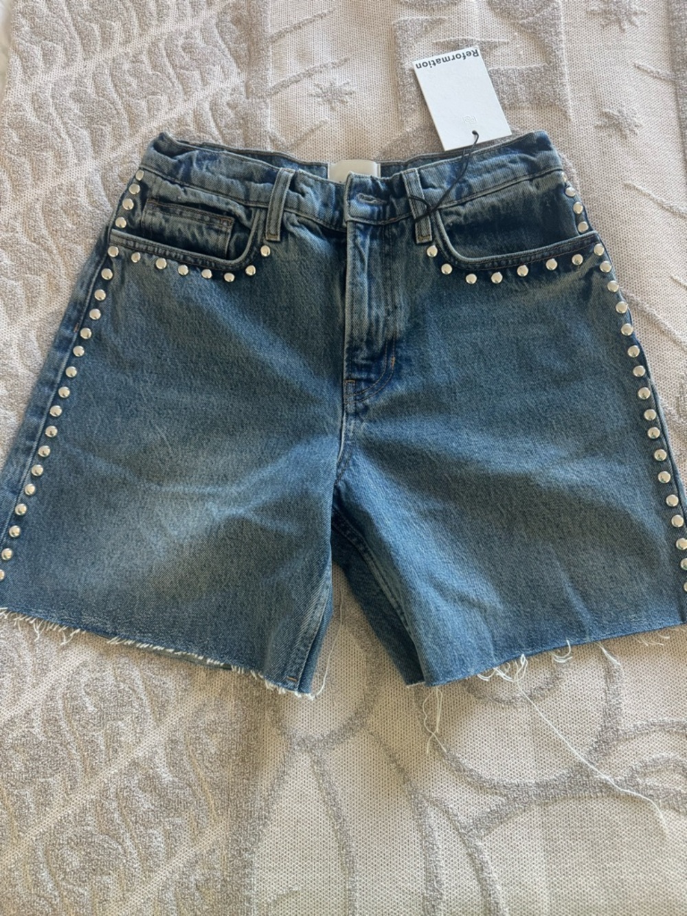 Reformation Raye Midrise Studded Shorts